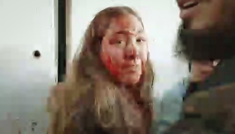 Naama Levy appears in an image from the body camera of a Hamas fighter on Oct. 7, 2023, as she and others were taken hostage.