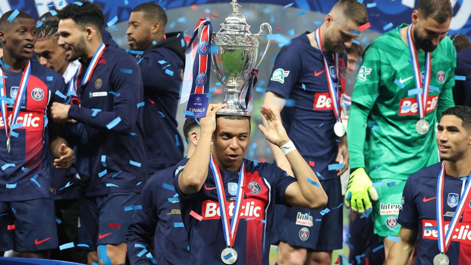 Lyon 1-2 Paris Saint-Germain: Kylian Mbappe signs off from PSG with trophy after Coupe de France victory