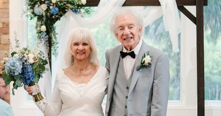 Bride, 88, Finally Wears Wedding Dress, Veil, Marries First Crush