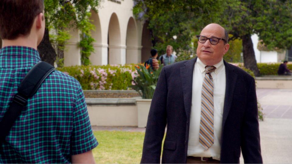 (L-R): Iain Armitage as Sheldon and Professor David Saltzberg.