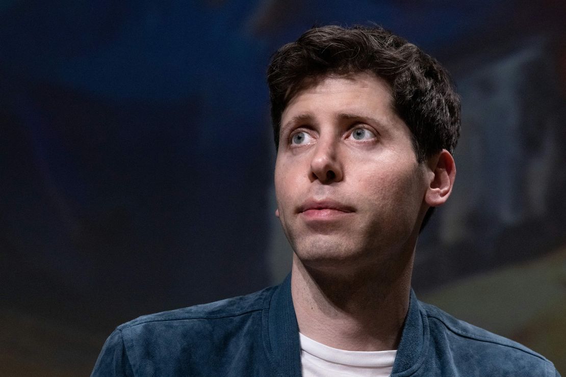 OpenAI CEO Sam Altman addresses a speech during a meeting, at the Station F in Paris on May 26, 2023.