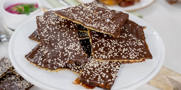 Dark Chocolate Matzo Toffee with Sea Salt