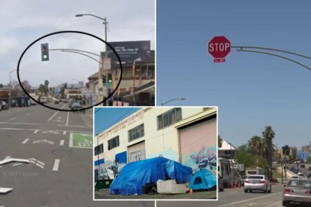 Oakland locals blame homeless encampment for city removing traffic lights to stop copper thieves