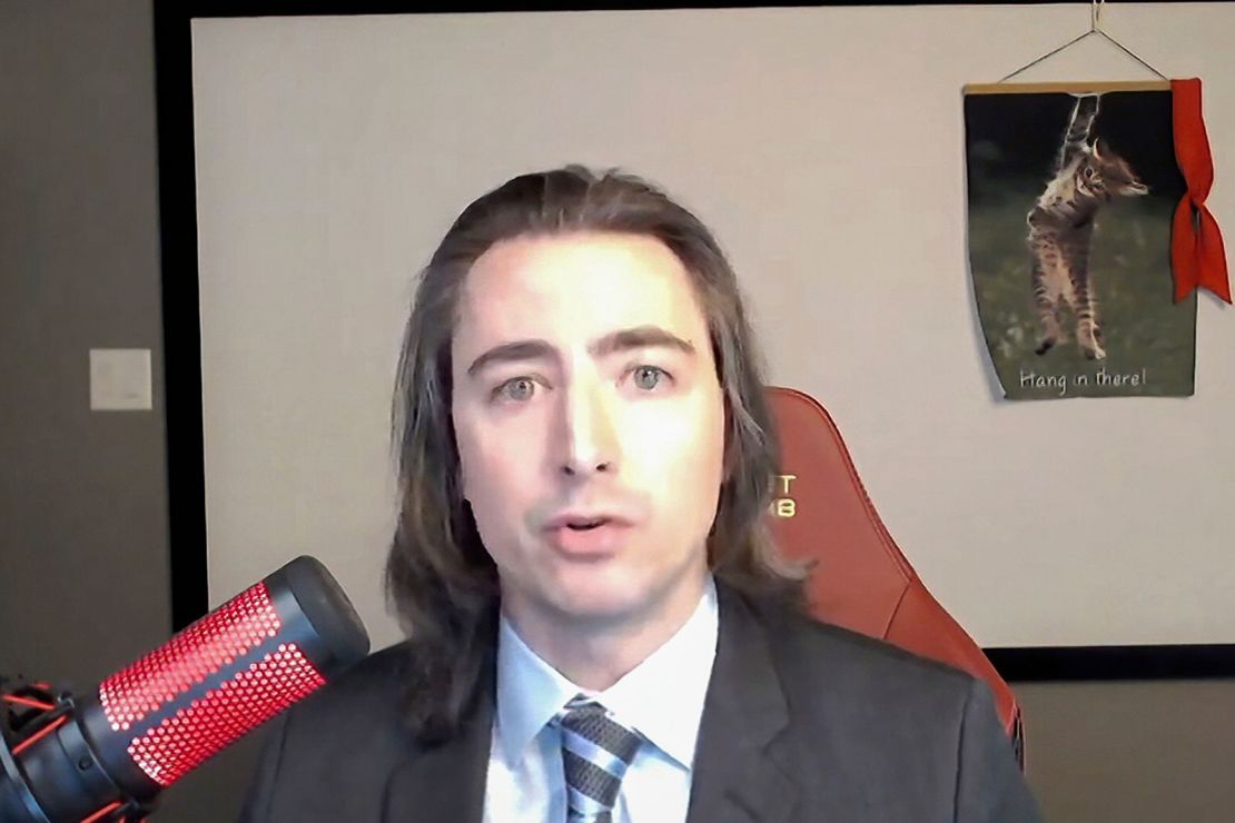 Keith Gill, a GameStop investor, also known in social media forums as Roaring Kitty, testifies during a virtual hearing on GameStop in Washington, Feb. 18, 2021.