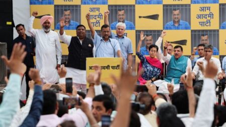 India’s Modi eyes election victory, top opponent back behind bars