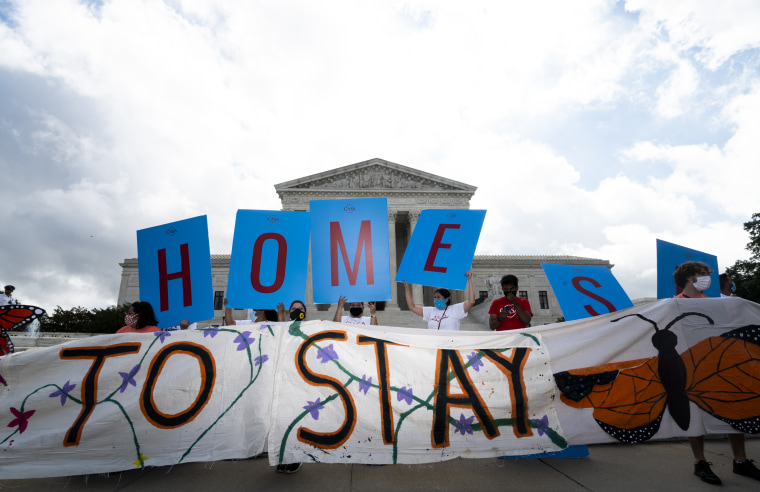 Dreamers and DACA supporters rally outside of the U.S. Supreme Court on Thursday, June 18, 2020.