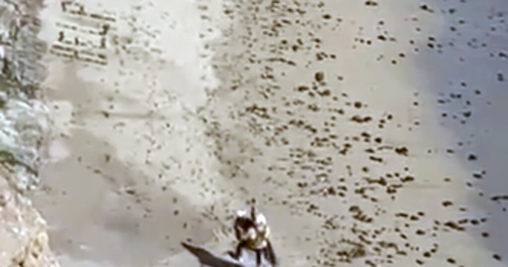 Video shows stranded kite surfer using rocks to spell out ‘HELP’ on California beach