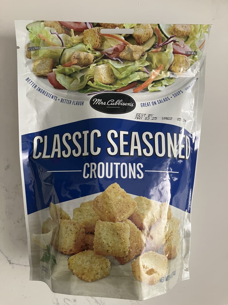 Mrs. Cubbison's Classic Seasoned Croutons in bag.