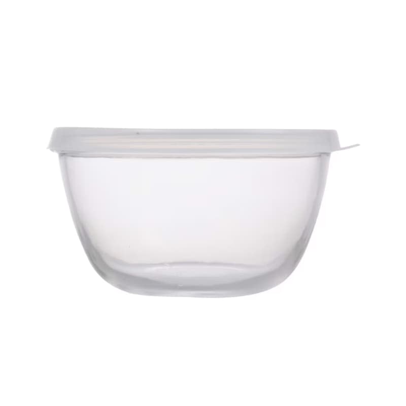 5-Inch Clear Glass Storage Bowl with Plastic Lid