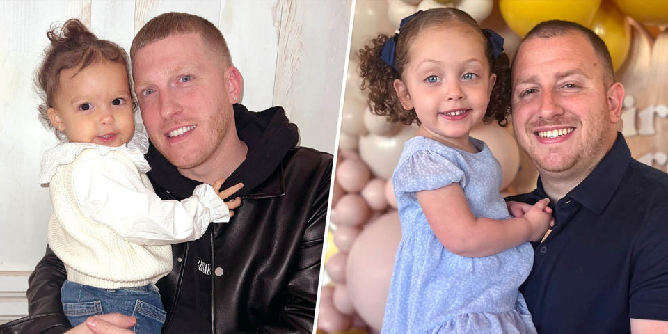 Andrew Loffa and Michael Colletti, girl dads looking for a bathroom. (Courtesy DJ Drewski)