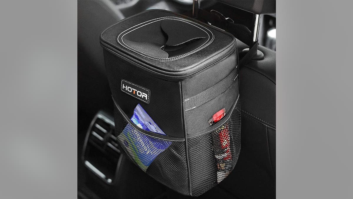 Keep trash off the car floor with a car trash can.