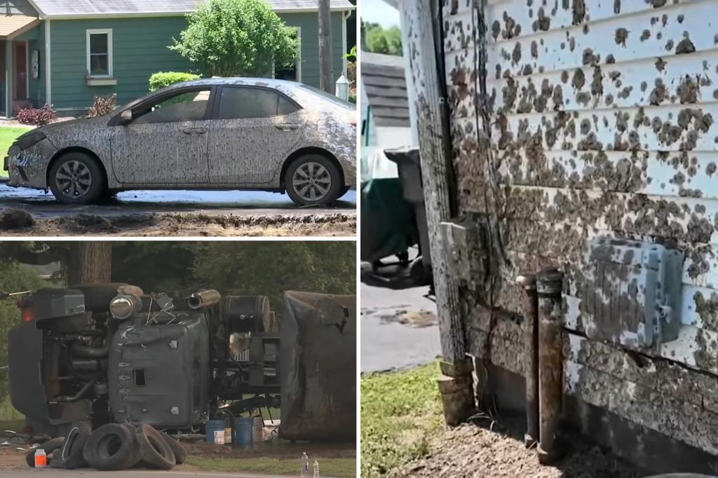 Tipped truck splatters Connecticut homes with giant wave of liquid poop