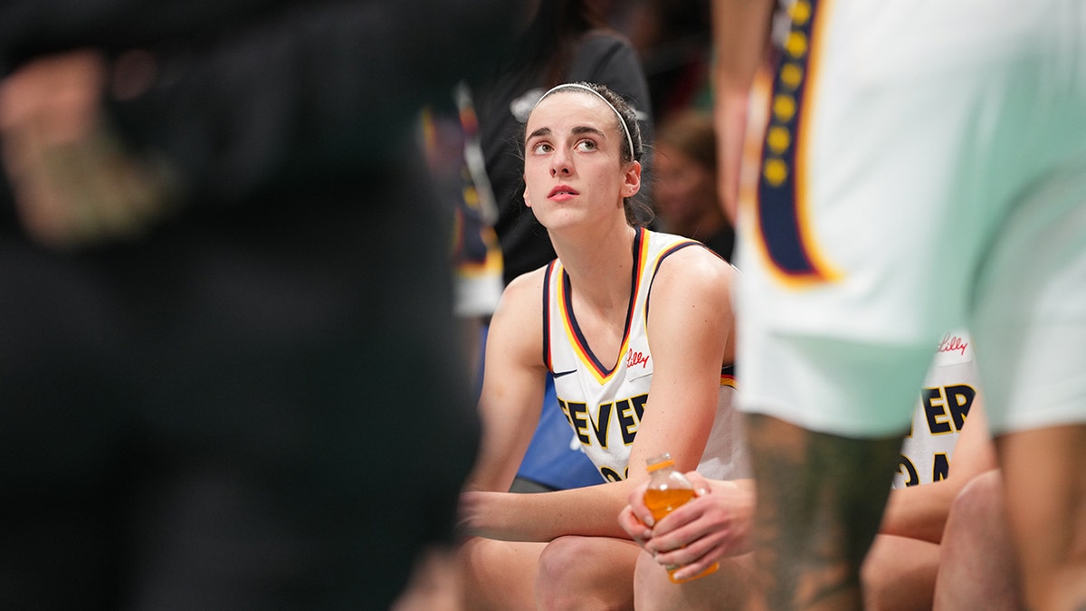 Caitlin Clark on the bench