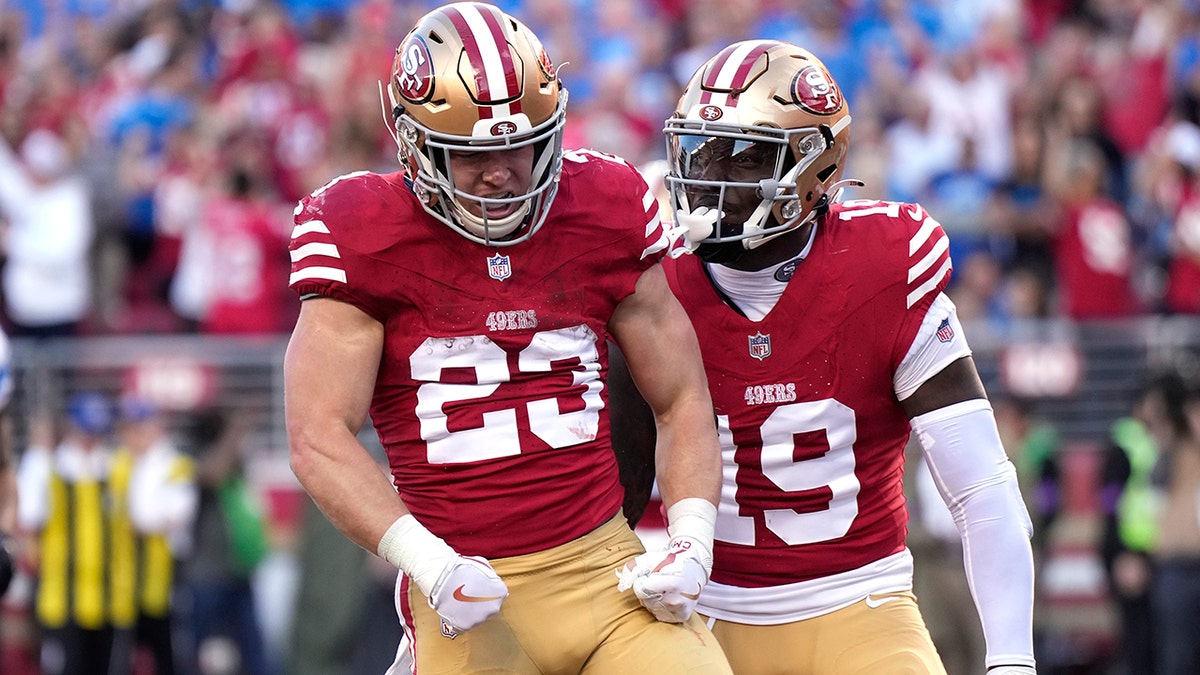 Christian McCaffrey celebrates touchdown