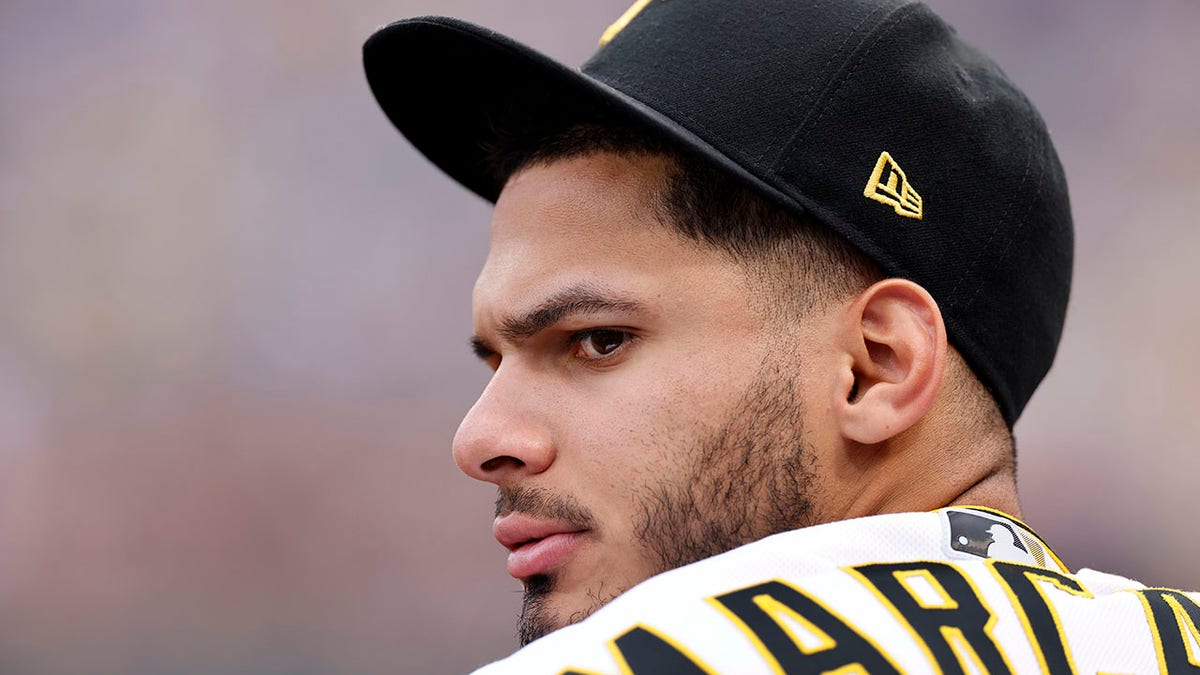 Tucupita Marcano looks on during an MLB game