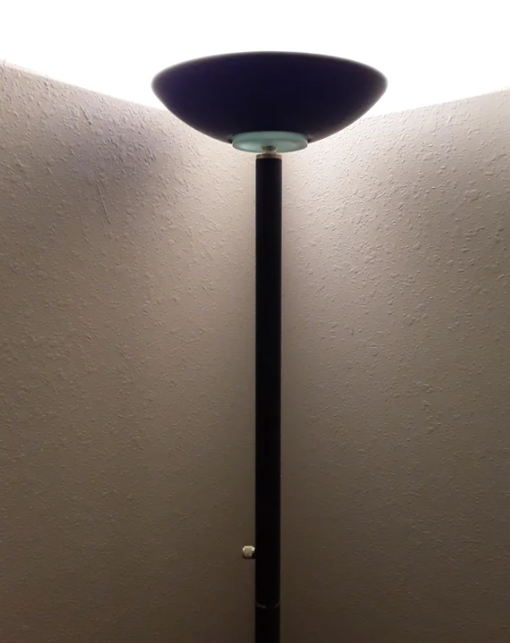 Close-up of a halogen torchiere lamp