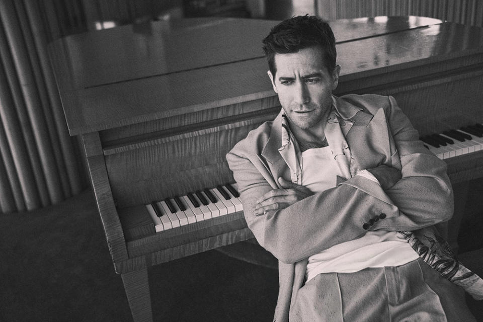 Acting since he was 10, Gyllenhaal has begun seeking roles for the pure pleasure of them. Dries Van Noten suit; Paul Smith shirt; NN07 tank.