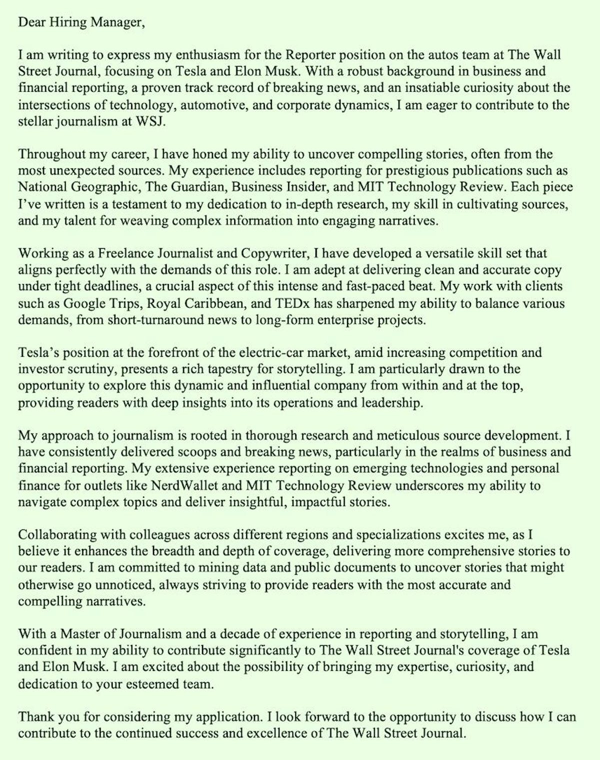 Cover Letter 3