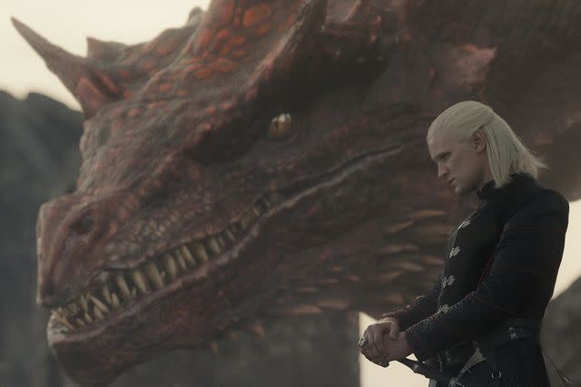 <p>Courtesy HBO</p> Matt Smith's Prince Daemon Targaryen and his dragon Caraxes on 'House of the Dragon' season 1