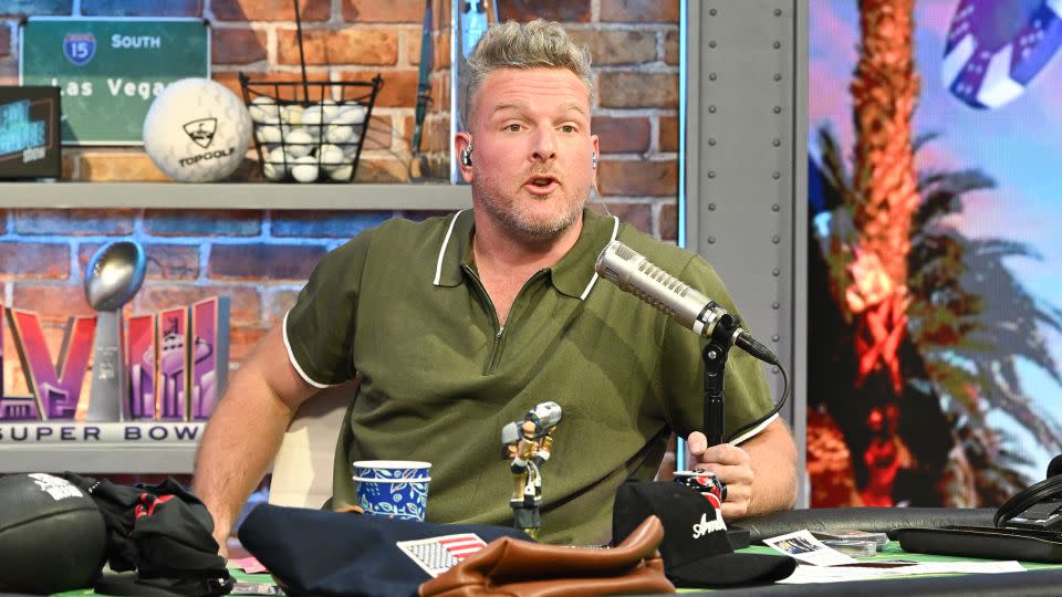 Pat McAfee hosts his show The Pat McAfee Show on Radio Row at the Mandalay Bay Convention Center ahead of Super Bowl LVIII on February 08, 2024 in Las Vegas, Nevada. - Candice Ward/Getty Images/File