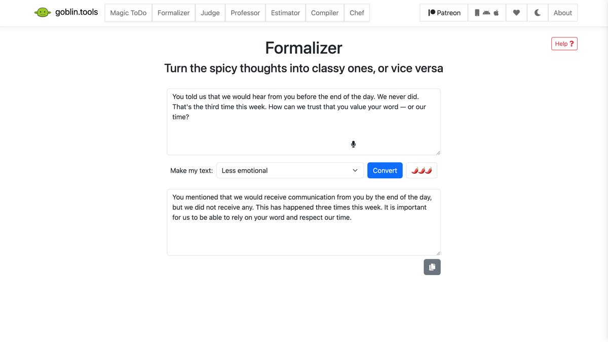 formalizer goblin.tools