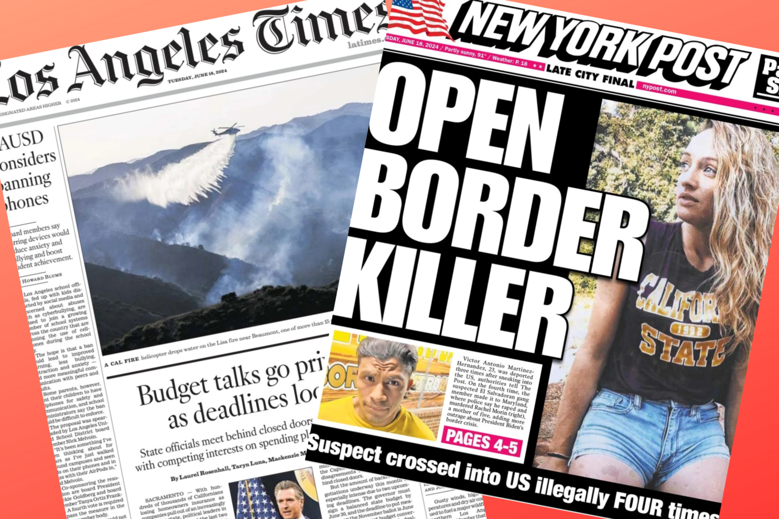 Open Border Killer, Schools Phone Ban: Today’s Front Pages