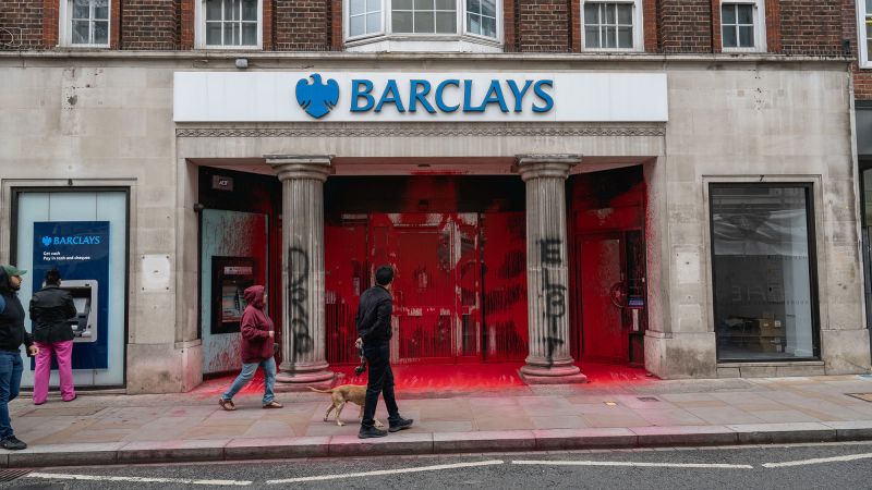 Barclays bank branches vandalized by pro-Palestinian, climate activists