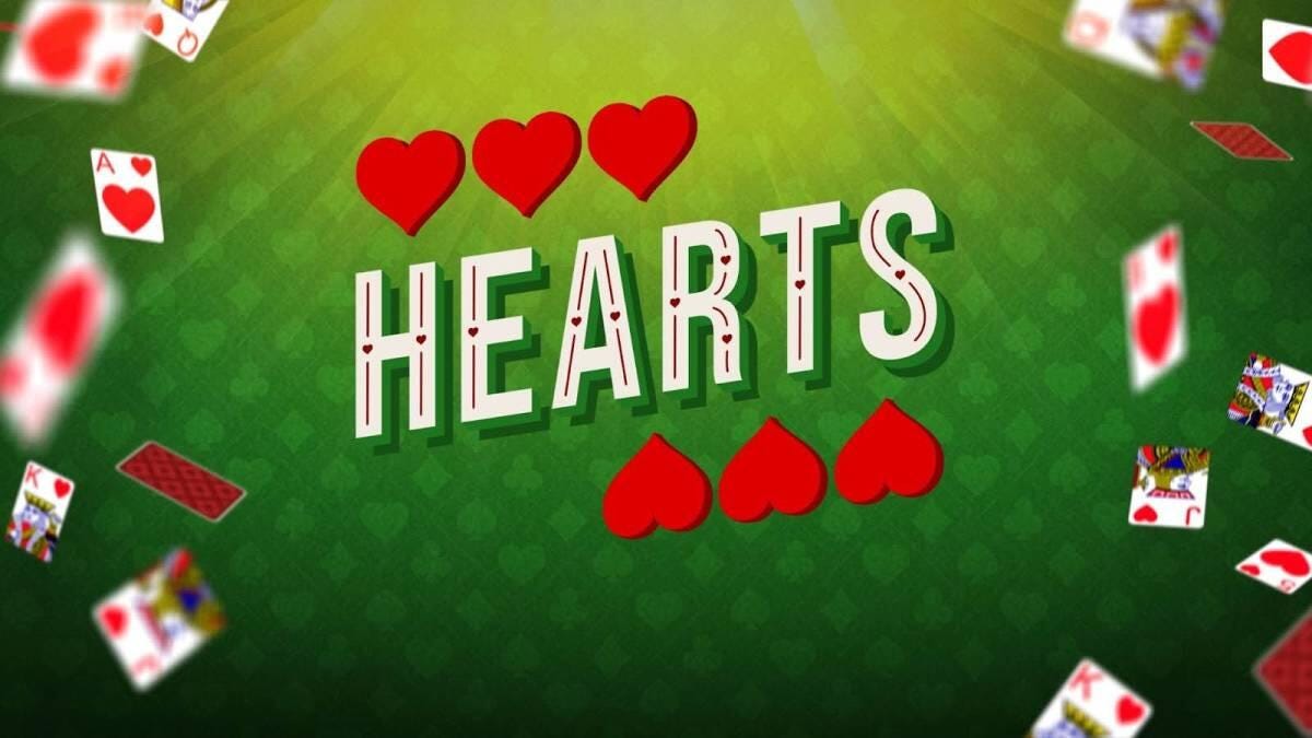 Hearts game logo showing hearts and cards