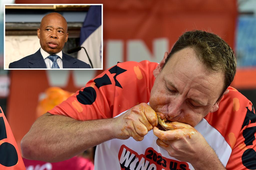 Mayor Adams weighs in on Joey Chestnut’s Nathan’s hot dog eating contest ban: ‘Squash this beef’