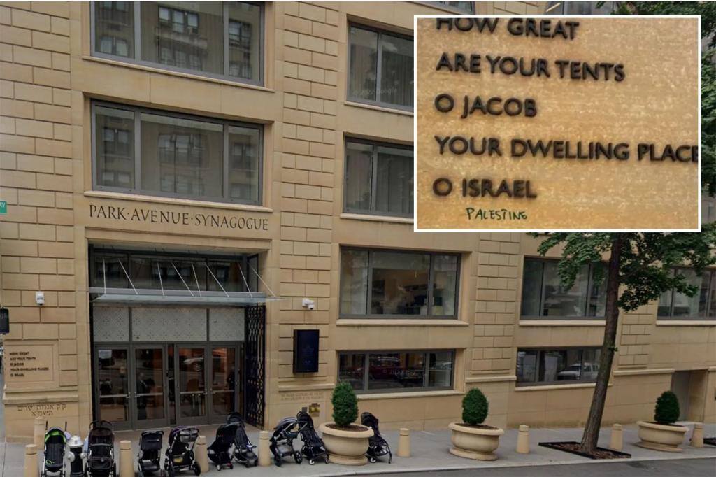 Vandal scrawls ‘Palestine’ on wall of NYC’s Park Avenue Synagogue