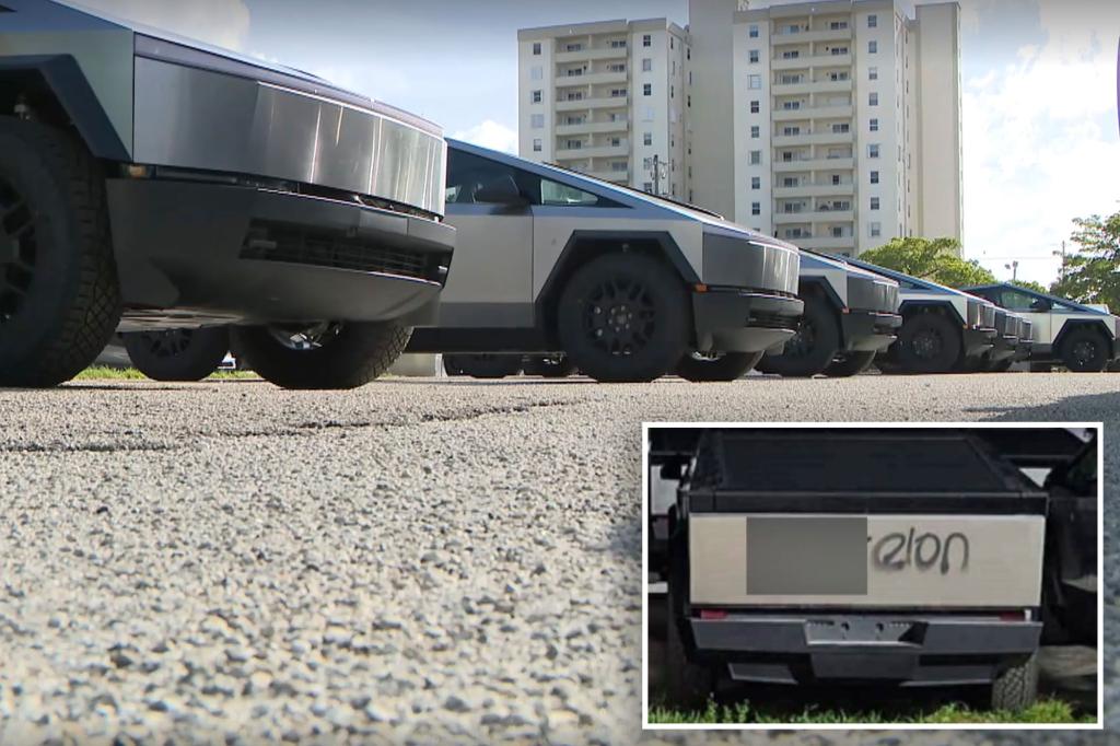 Vandals spray paints ‘F–k Elon’ on 34 new Tesla Cybertrucks in Florida