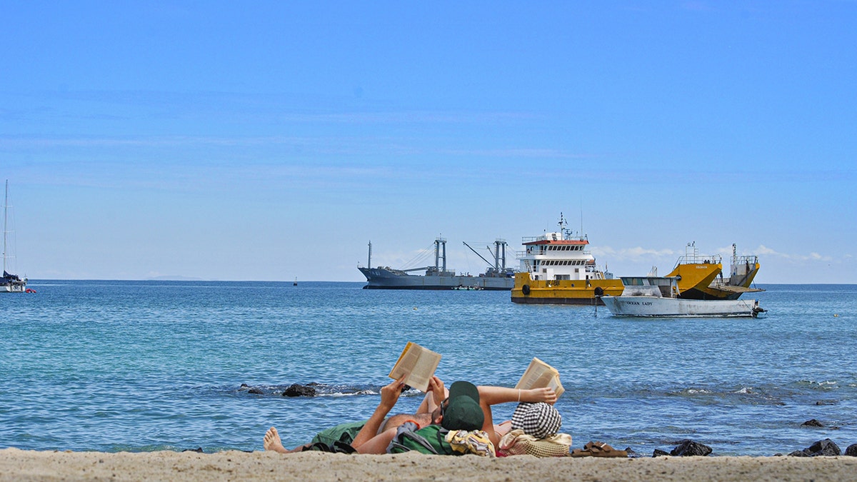 reading on the beach 