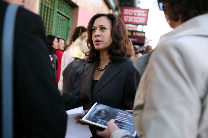 Harris speaks to supporters before a