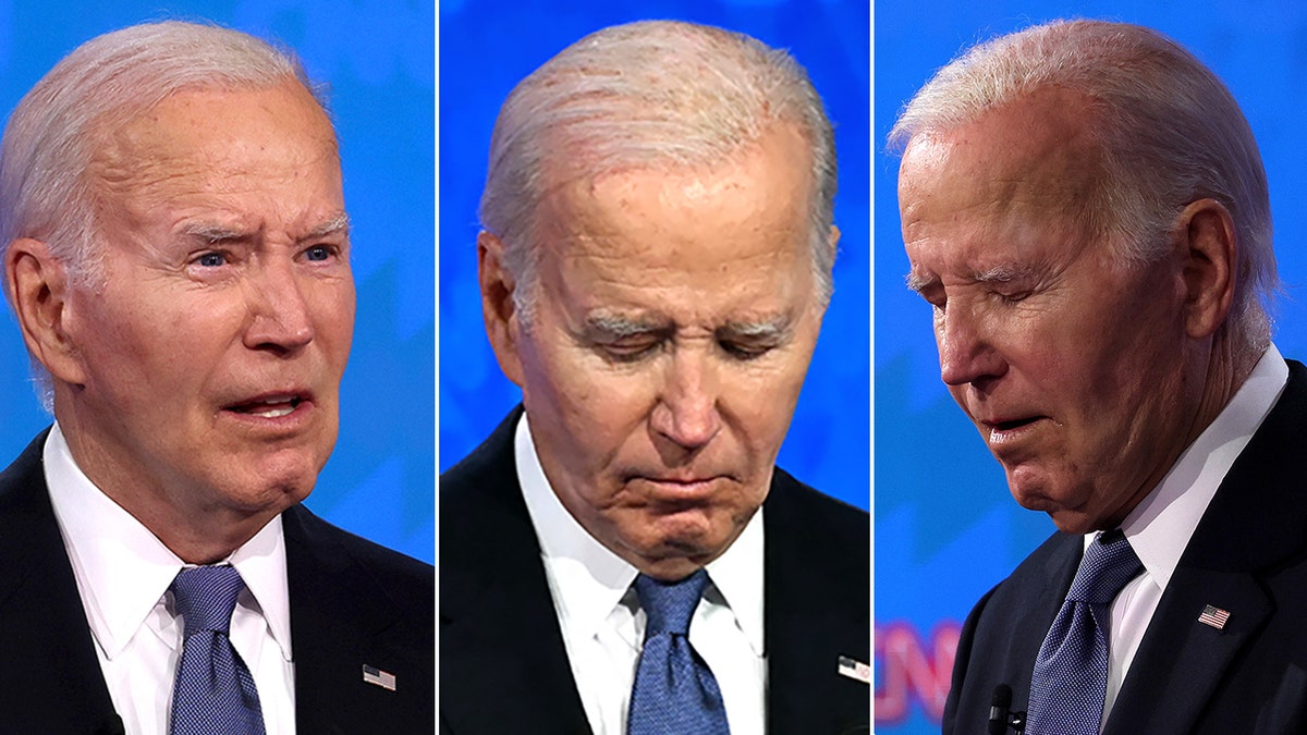 Three shots of Biden during CNN debate
