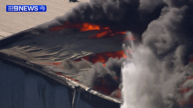 An explosion at the Derrimut faactory fire.