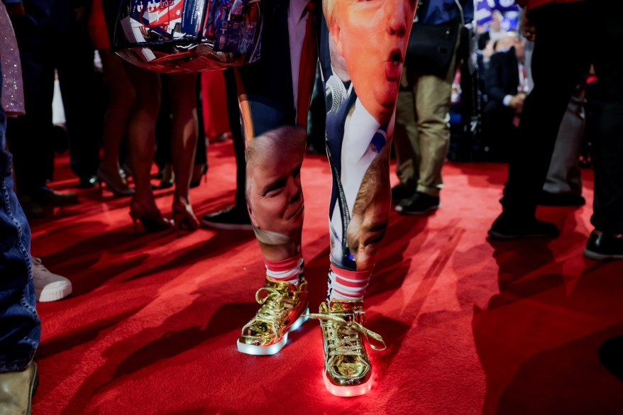 Donald Trump officially accepts the Republican presidential nomination on stage on the fourth day of the Republican National Convention at the Fiserv Forum on July 18, 2024 in Milwaukee, Wisconsin.