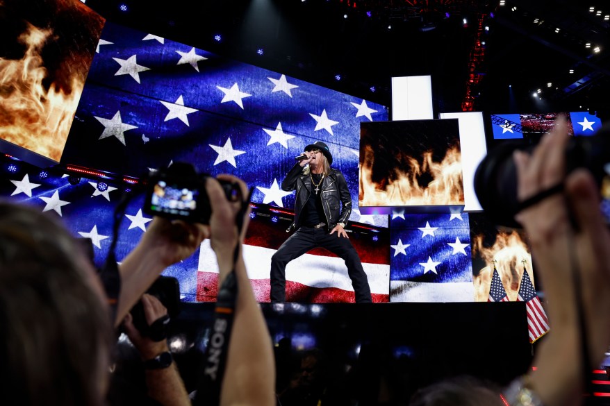 Donald Trump officially accepts the Republican presidential nomination on stage on the fourth day of the Republican National Convention at the Fiserv Forum on July 18, 2024 in Milwaukee, Wisconsin.