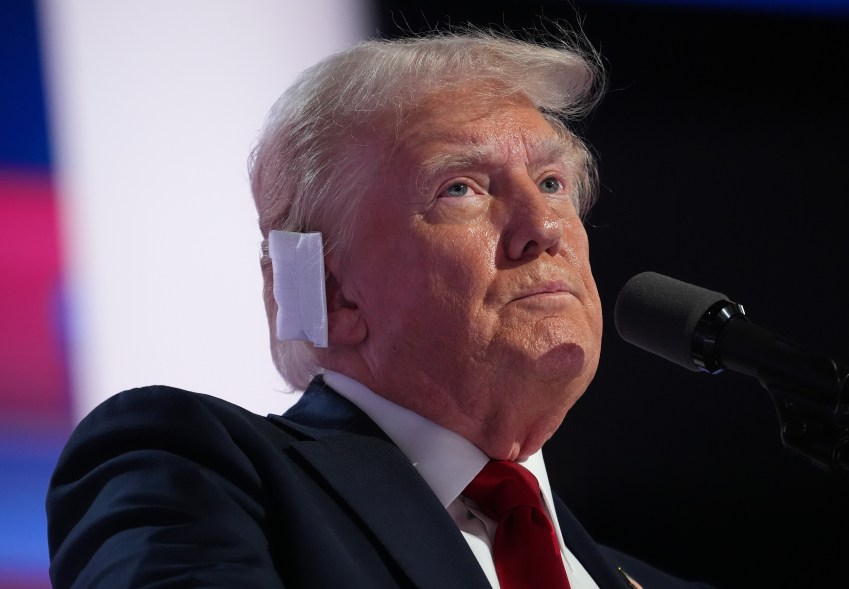 Donald Trump officially accepts the Republican presidential nomination on stage on the fourth day of the Republican National Convention at the Fiserv Forum on July 18, 2024 in Milwaukee, Wisconsin.