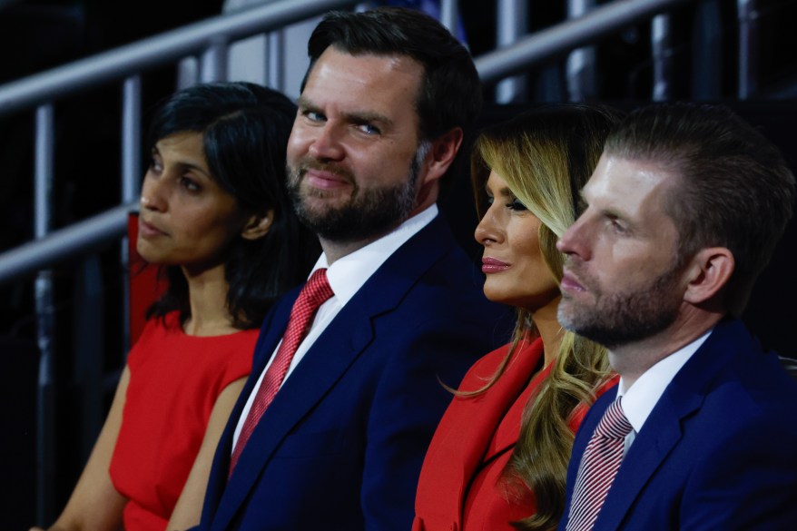 Donald Trump officially accepts the Republican presidential nomination on stage on the fourth day of the Republican National Convention at the Fiserv Forum on July 18, 2024 in Milwaukee, Wisconsin.