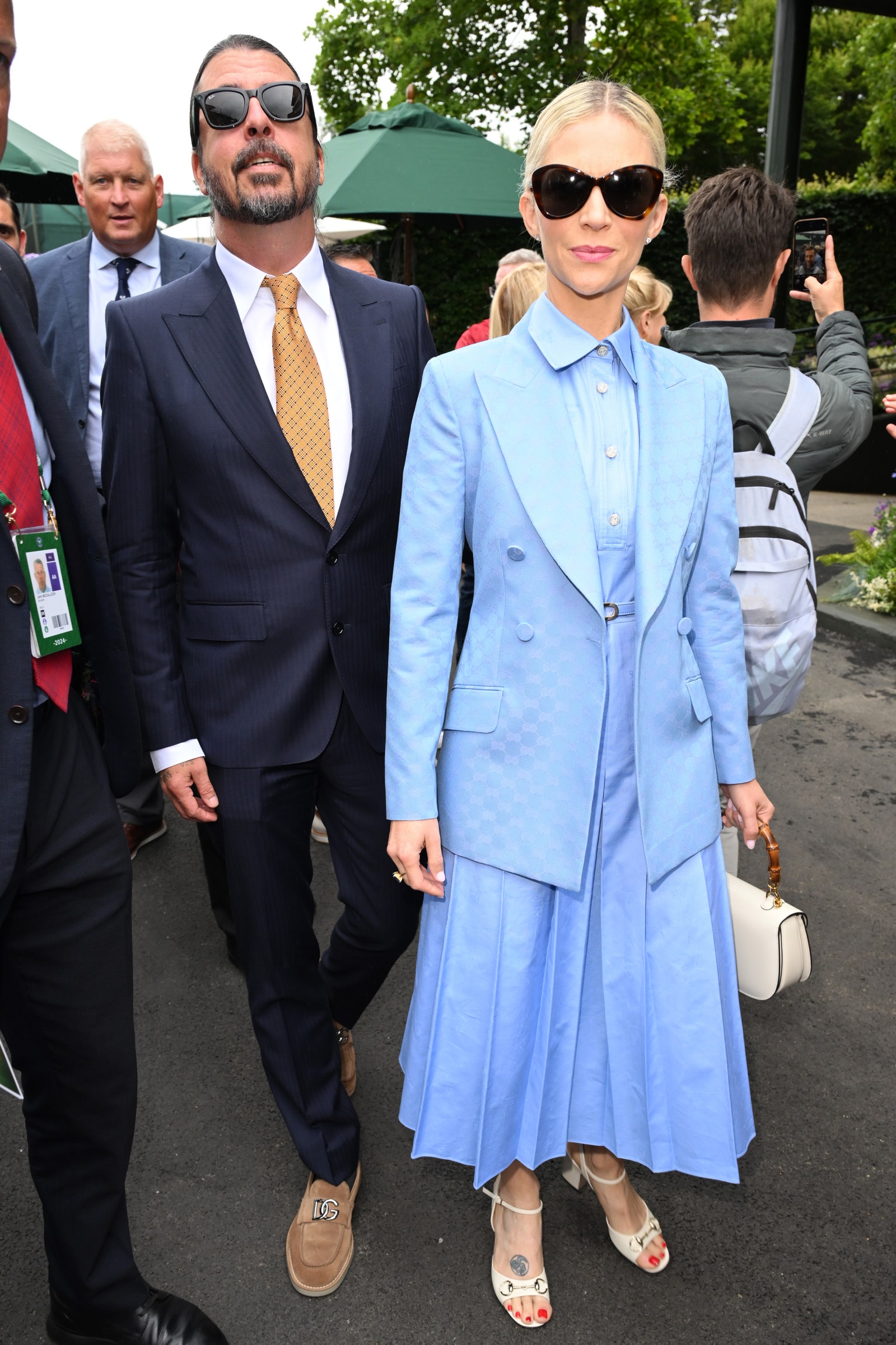 LONDON ENGLAND JULY 02 Dave Grohl and Jordyn Blum attend day two of the Wimbledon Tennis Championships at the All...