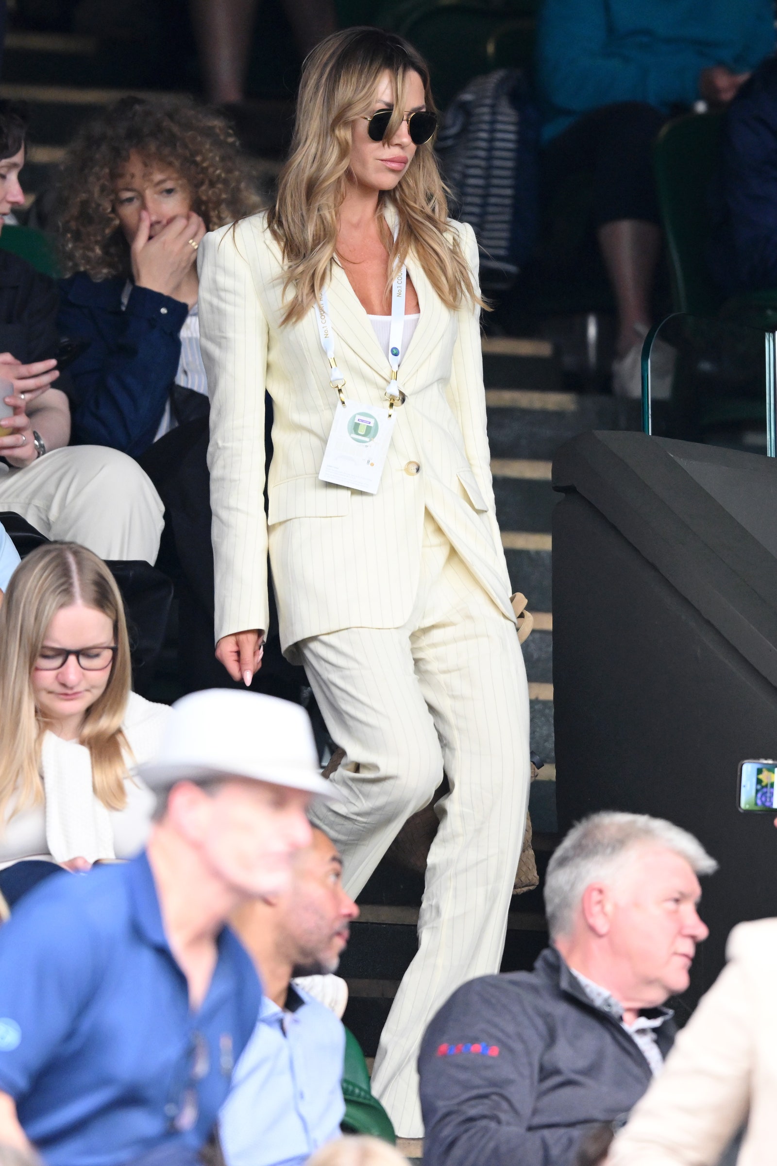 LONDON ENGLAND JULY 06 Abbey Clancy attends day six of the Wimbledon Tennis Championships at the All England Lawn...