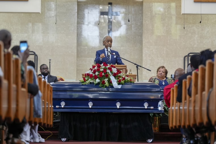 Rev. Al Sharpton speaks at the funeral for D'Vontaye Mitchell