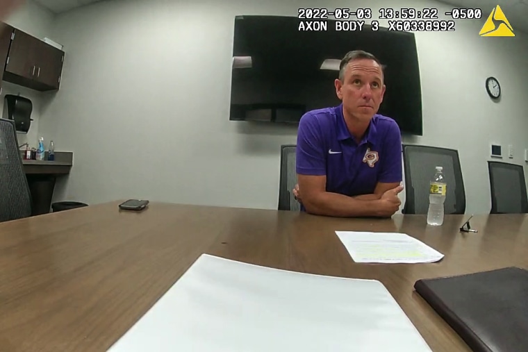 Body cam footage from senior deputy constable Scott London speaking to Granbury superintendent Jeremy Glenn on May 3, 2022.