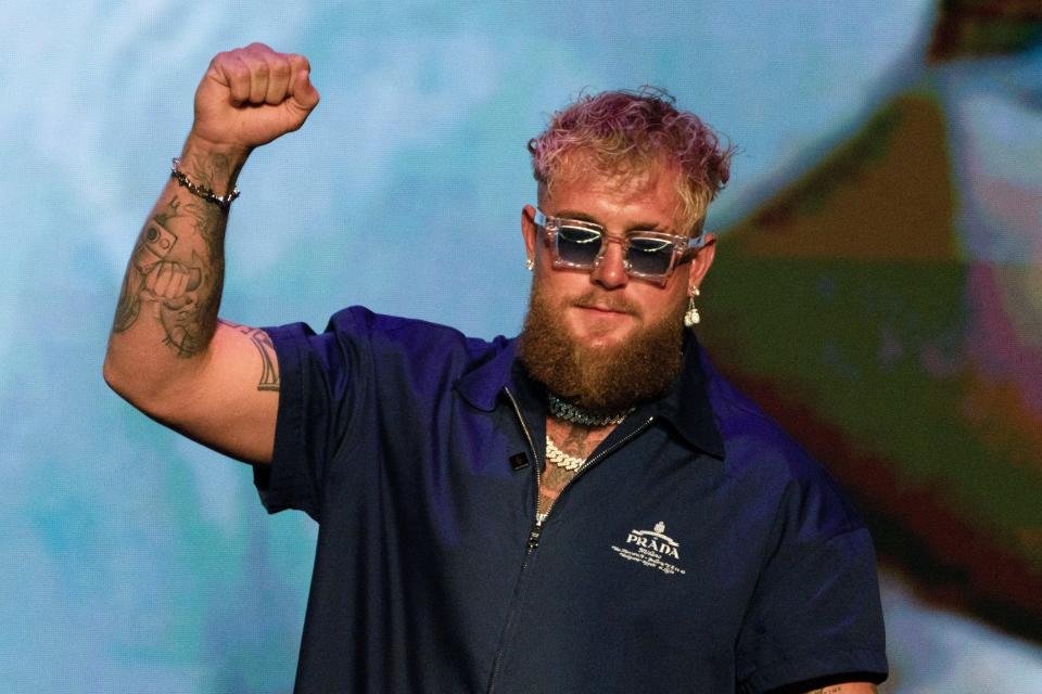Jake Paul attends a news conference on May 13 in New York City for his since-postponed fight versus Mike Tyson.