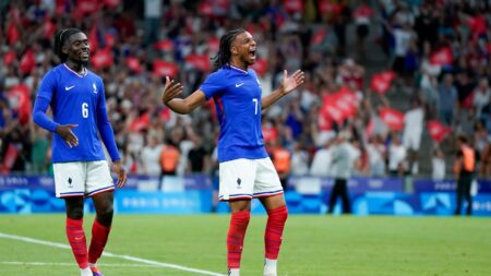 Paris 2024: ‘What a strike’ – France double their lead over USA through Michael Olise’s wonderful curled strike – Football video