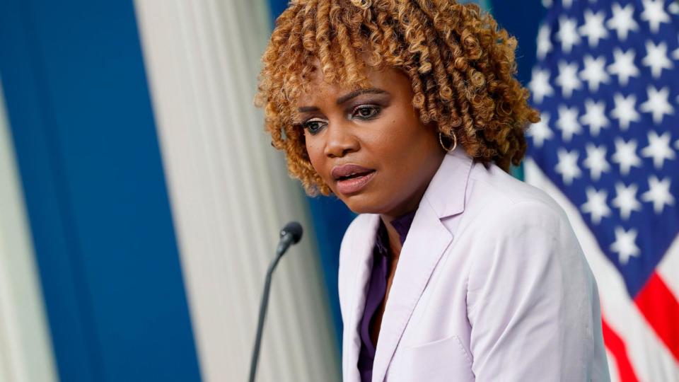 White House Press Secretary Karine Jean-Pierre speaks during a daily news briefing at the James S. Brady Press Briefing Room of the White House on July 08, 2024, in Washington, D.C. (Photo by Anna Moneymaker/Getty Images) (Anna Moneymaker/Getty Images)