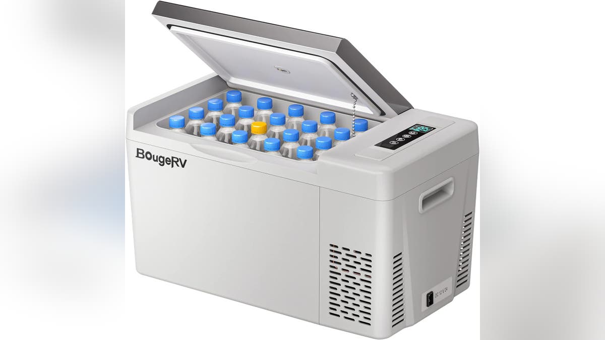 Easily run a small fridge with your car's battery.