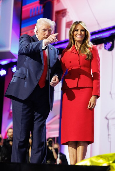 Donald Trump officially accepts the Republican presidential nomination on stage on the fourth day of the Republican National Convention at the Fiserv Forum on July 18, 2024 in Milwaukee, Wisconsin.