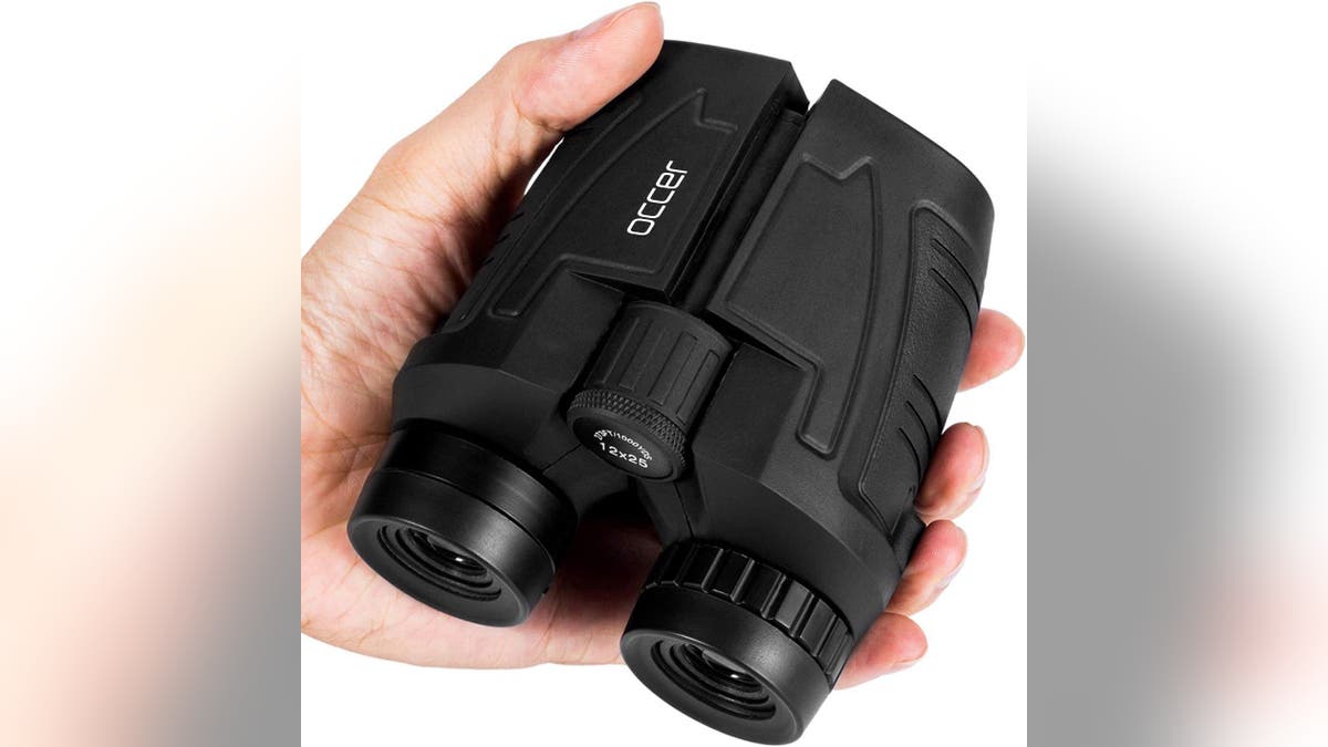 Binoculars help show you birds far away.
