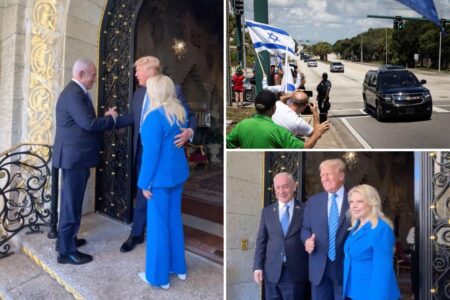 Trump warmly greets Israeli Prime Minister Benjamin Netanyahu, wife at Mar-a-Lago